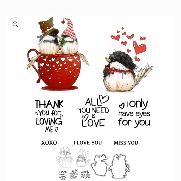 Yixuan Happy Valentine's Day Love Birds Gnome Cups Cutting Die & Stamp set - Picture 2 of 5